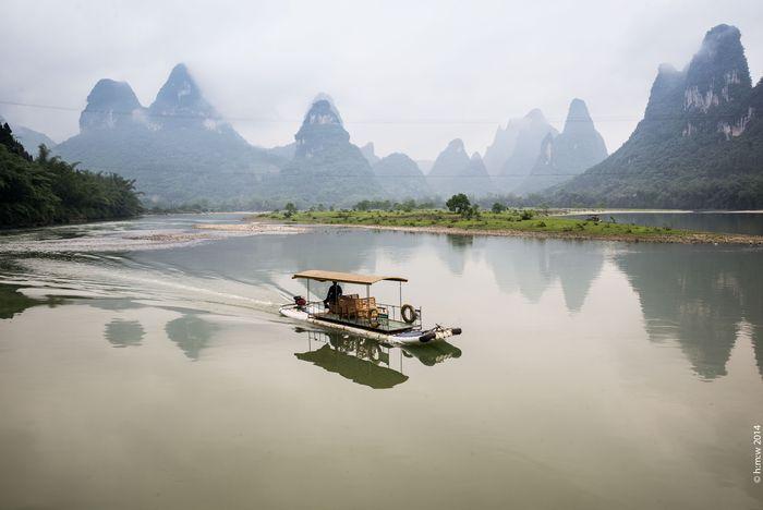 Boat driving over River Guilin