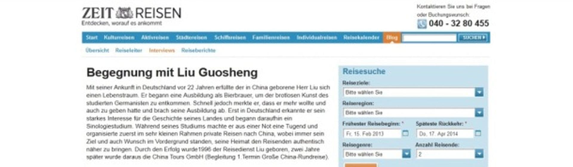 China Tours Geschäftsführer Liu Guosheng im Interview mit der ZEIT