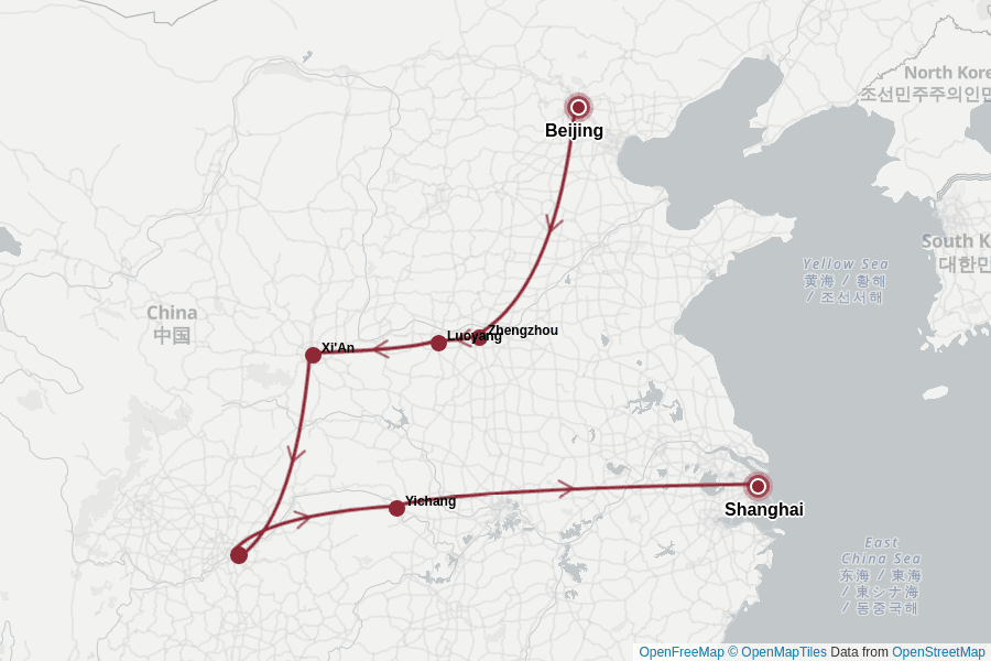 Itinerary Map image for Chinarundreise für Einsteiger
