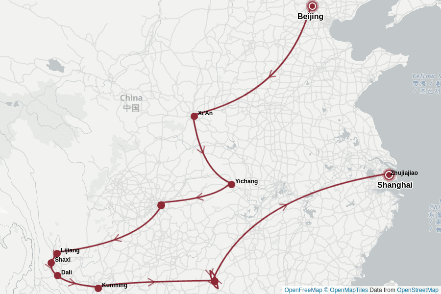 Itinerary Map image for Chinarundreise mit Yunnan