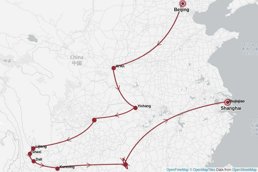 Itinerary Map image for Chinarundreise mit Yunnan