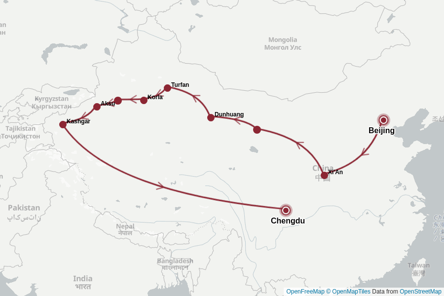 Itinerary Map image for Chinas Seidenstraße