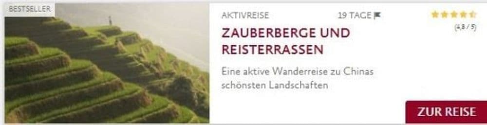 China Tours Reiseteaser: Zauberberge und Reisterrassen