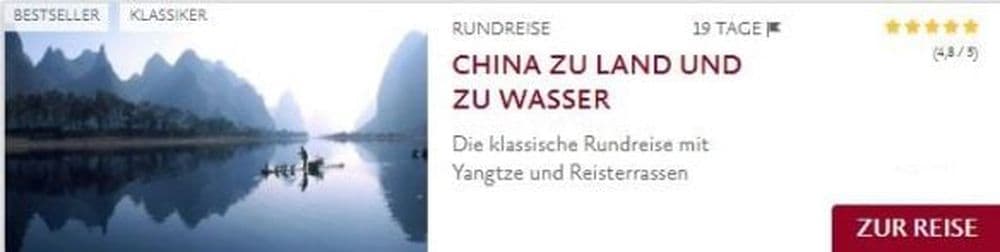 Reise Teaser China zu Land und zu Wasser