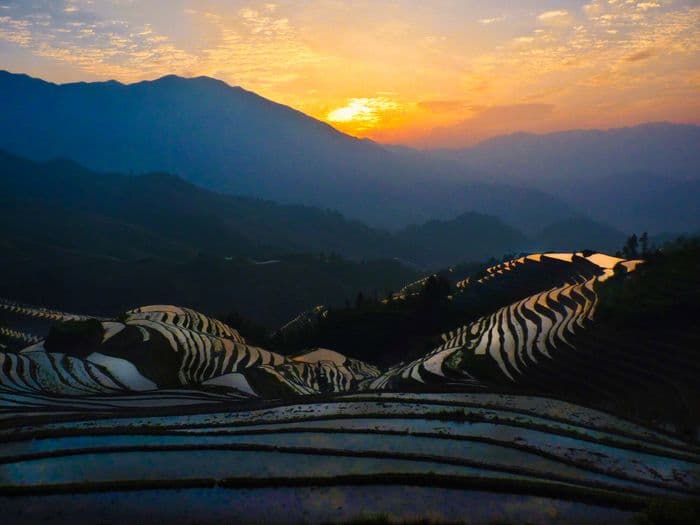 Sunrise at Rice Terraces in Longsheng